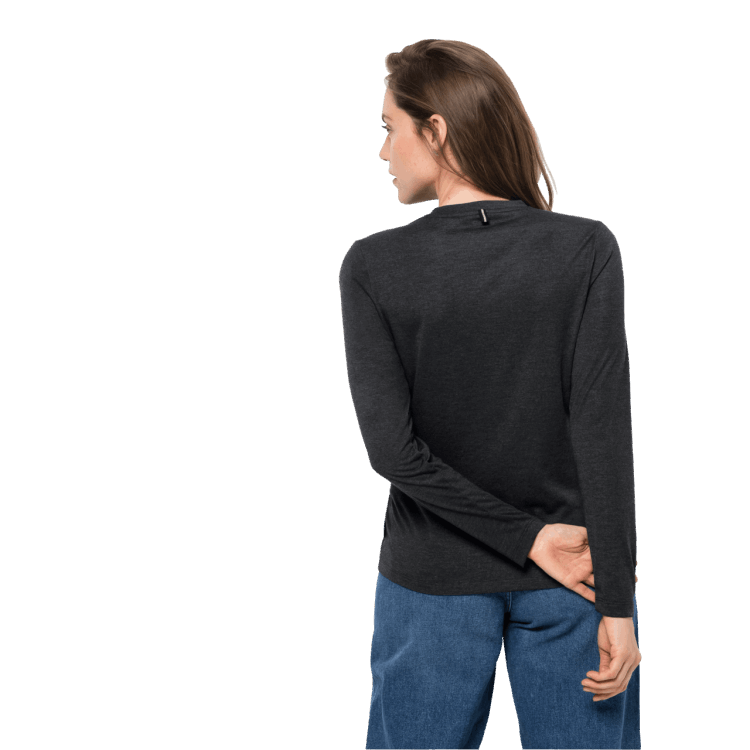 Black Women's JWP Ls T Origin Brand Jack Wolfskin