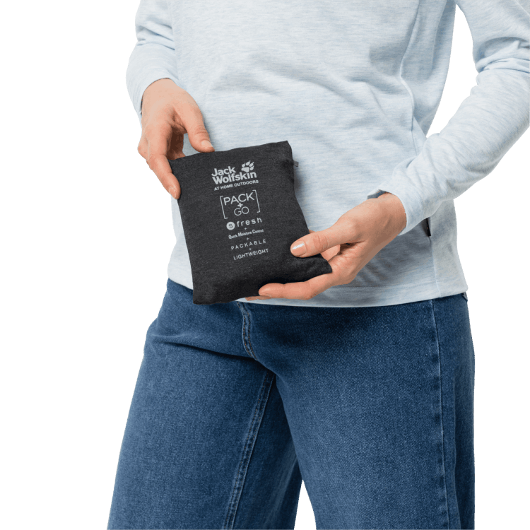 Black Women's JWP Ls T Origin Brand Jack Wolfskin