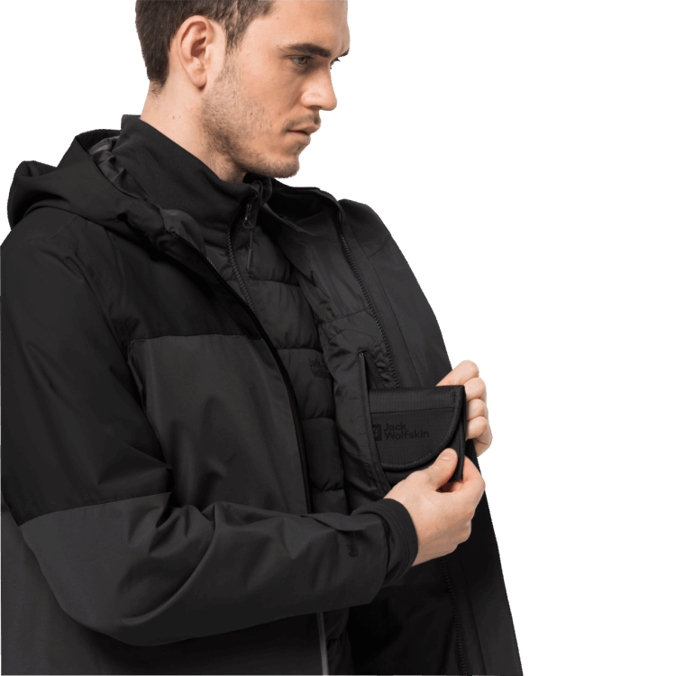 Origin Brand Jack Wolfskin Black Men's Glaabach 3In1 Jacket
