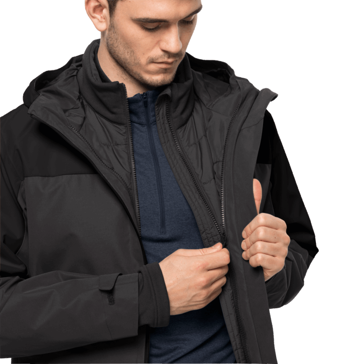 Origin Brand Jack Wolfskin Black Men's Glaabach 3In1 Jacket