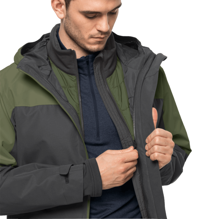 Origins Brand Jack Wolfskin Men's Glaabach 3In1 Jacket Greenwood