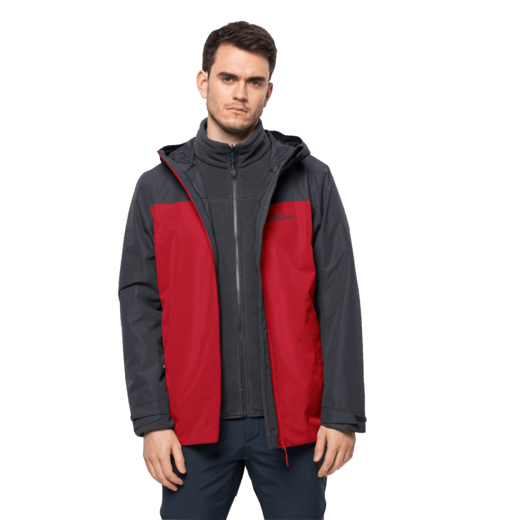 Men's Taubenberg 3In1 Jacket Fashion Brand Jack Wolfskin Adrenaline Red