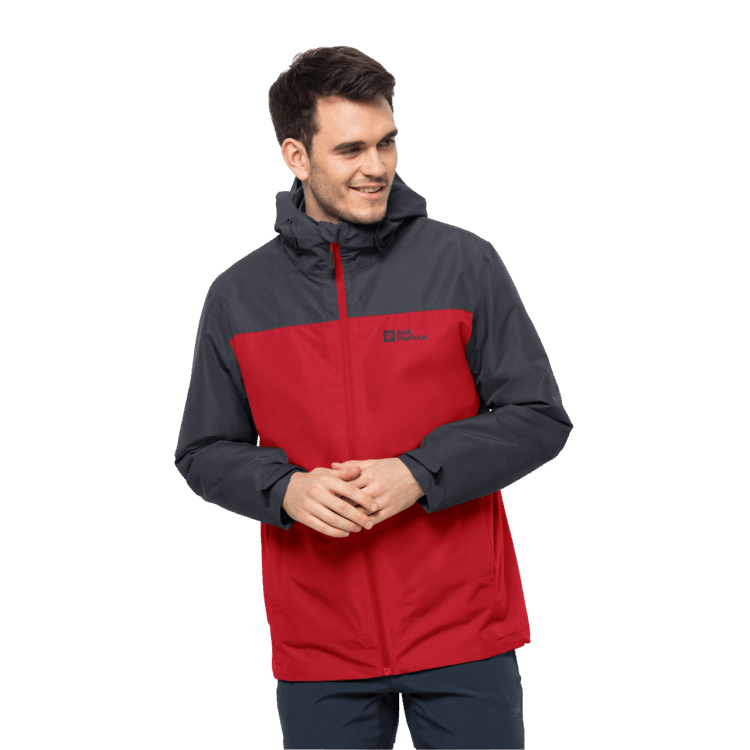 Men's Taubenberg 3In1 Jacket Fashion Brand Jack Wolfskin Adrenaline Red