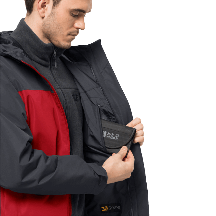 Men's Taubenberg 3In1 Jacket Fashion Brand Jack Wolfskin Adrenaline Red