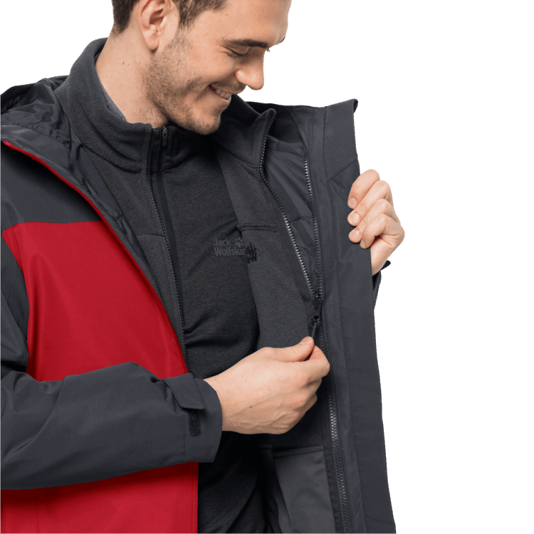 Men's Taubenberg 3In1 Jacket Fashion Brand Jack Wolfskin Adrenaline Red