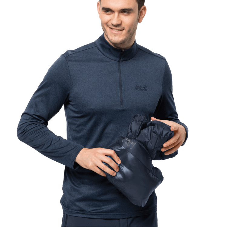 Brand Jack Wolfskin Men's Pack & Go Down Jacket Night Blue Brands