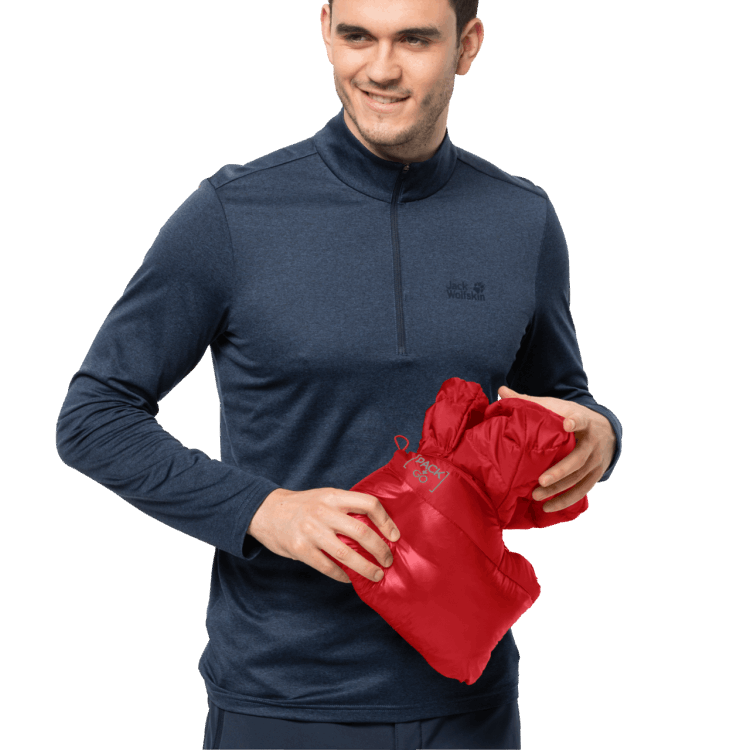 Brand Jack Wolfskin Men's Pack & Go Down Jacket Original Adrenaline Red