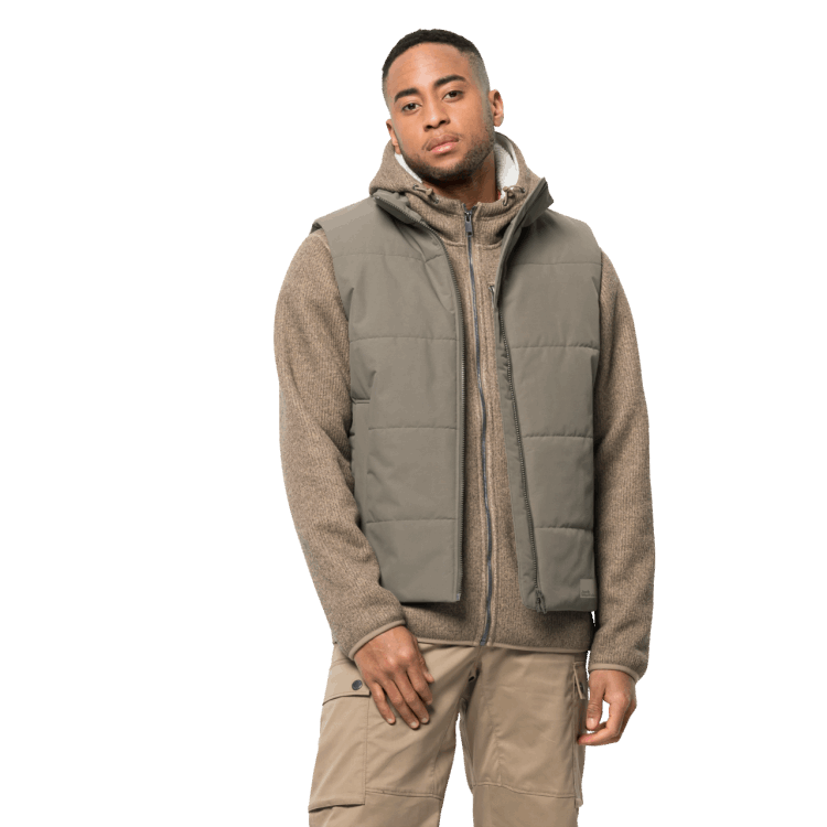 Dusty Olive Men's White Frost Vest Collections Brand Jack Wolfskin