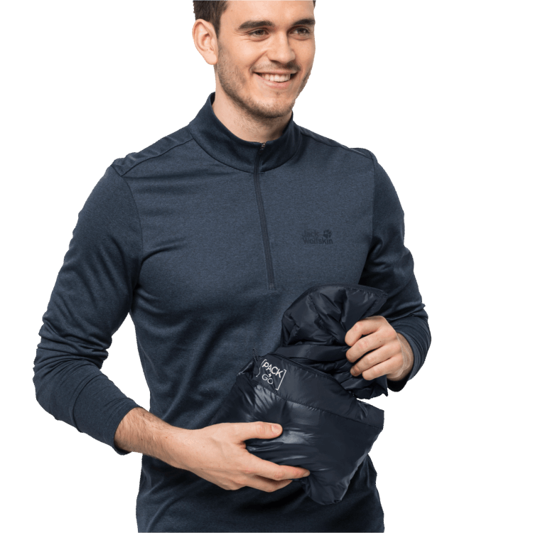 Men's Pack & Go Down Vest Night Blue Collection Brand Jack Wolfskin