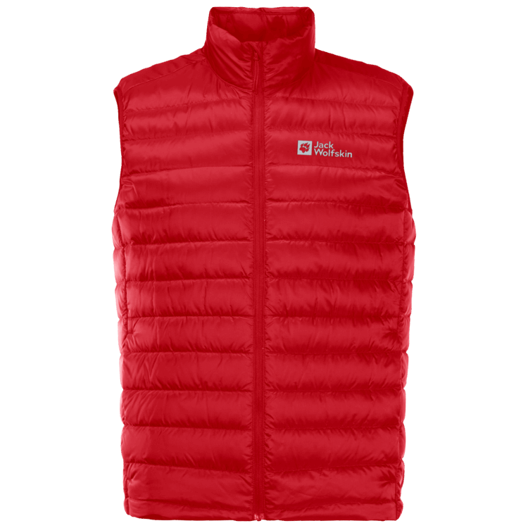 Men's Pack & Go Down Vest Origin Adrenaline Red Brand Jack Wolfskin