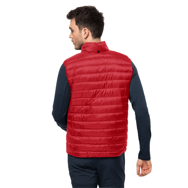 Men's Pack & Go Down Vest Origin Adrenaline Red Brand Jack Wolfskin