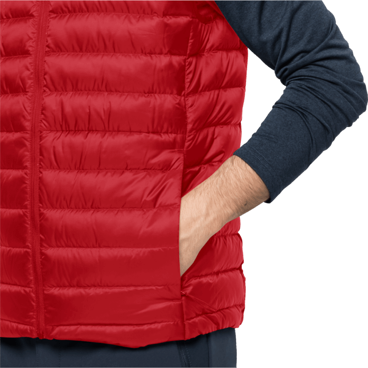 Men's Pack & Go Down Vest Origin Adrenaline Red Brand Jack Wolfskin