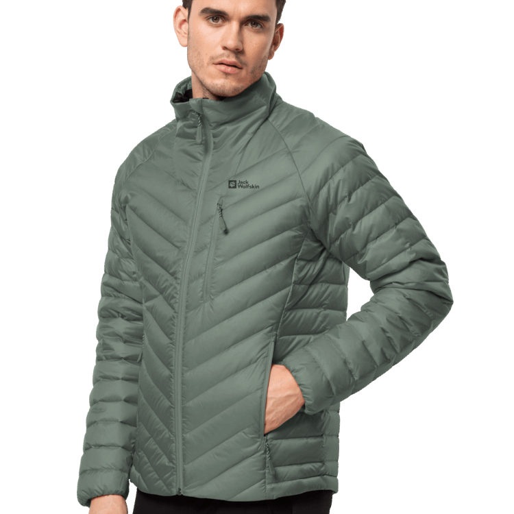 Hedge Green Brand Jack Wolfskin Men's Passamani Down Jacket Fashion