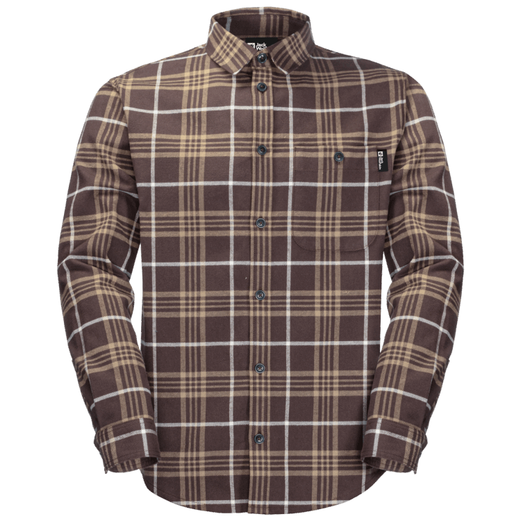 Dark Oak Checks Men's Cabin View Shirt Brands Brand Jack Wolfskin