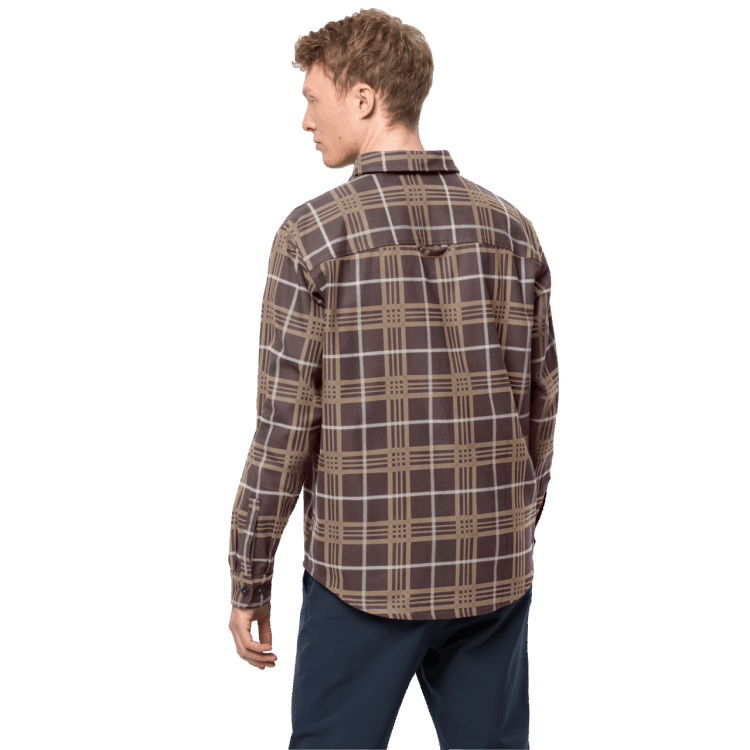 Dark Oak Checks Men's Cabin View Shirt Brands Brand Jack Wolfskin