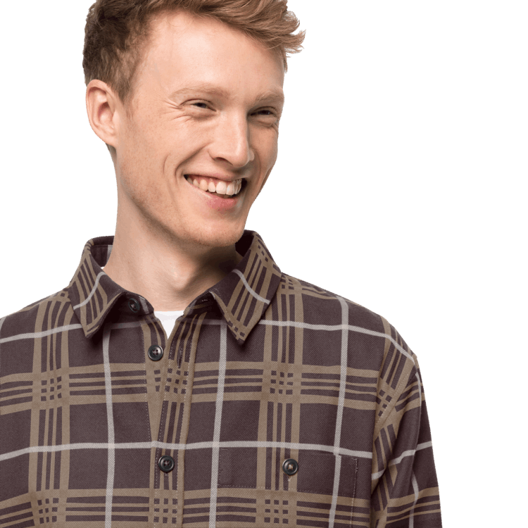 Dark Oak Checks Men's Cabin View Shirt Brands Brand Jack Wolfskin