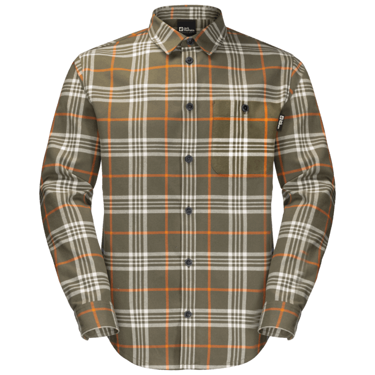 Original Men's Cabin View Shirt Brand Jack Wolfskin Dusty Olive Checks