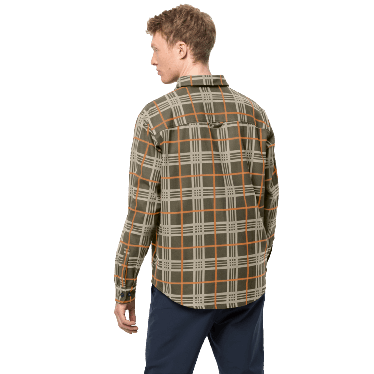 Original Men's Cabin View Shirt Brand Jack Wolfskin Dusty Olive Checks