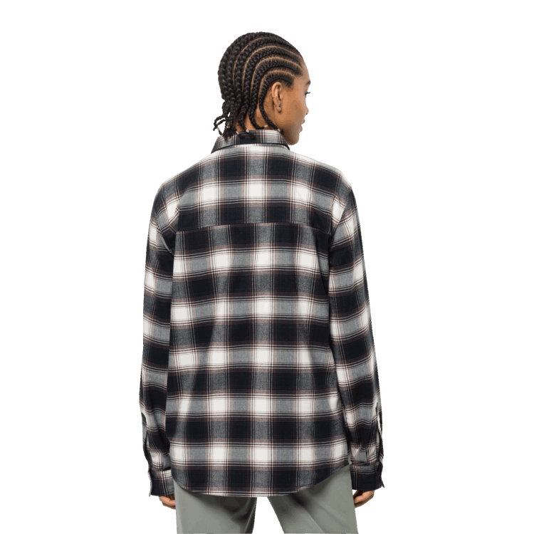 New Brand Jack Wolfskin Men's Wanderweg Shirt Dark Oak Checks