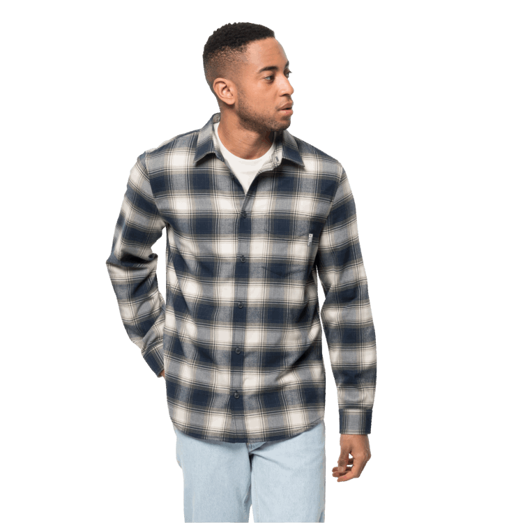 Collection Night Blue Checks Men's Wanderweg Shirt Brand Jack Wolfskin