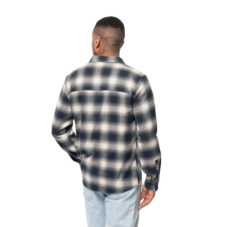 Collection Night Blue Checks Men's Wanderweg Shirt Brand Jack Wolfskin