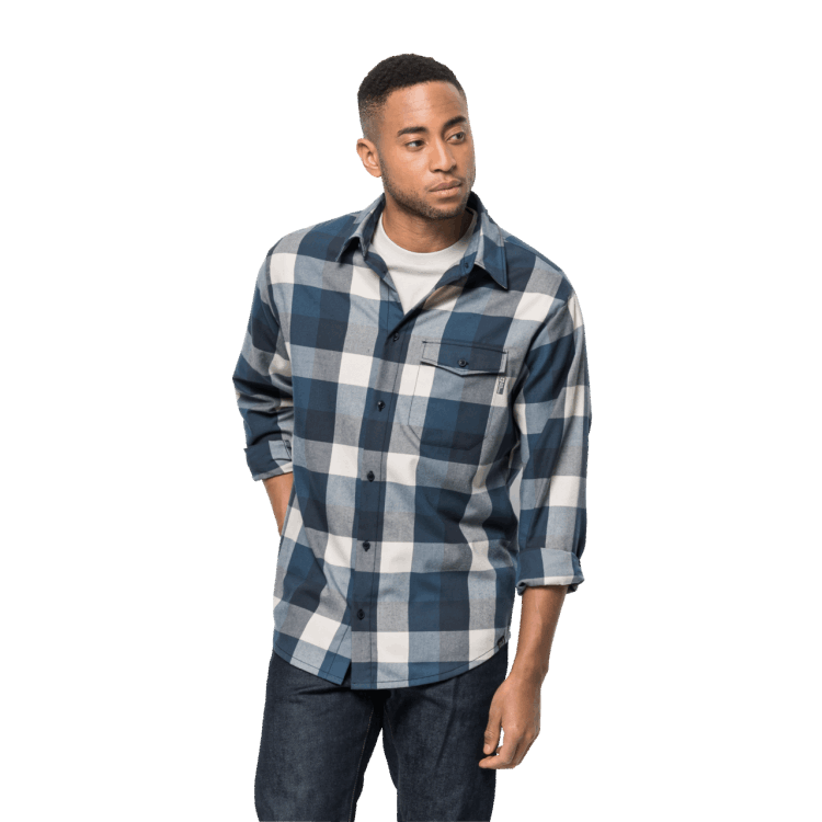 Men's Felsenweg Shirt Brand Jack Wolfskin Thunder Blue Checks Collections