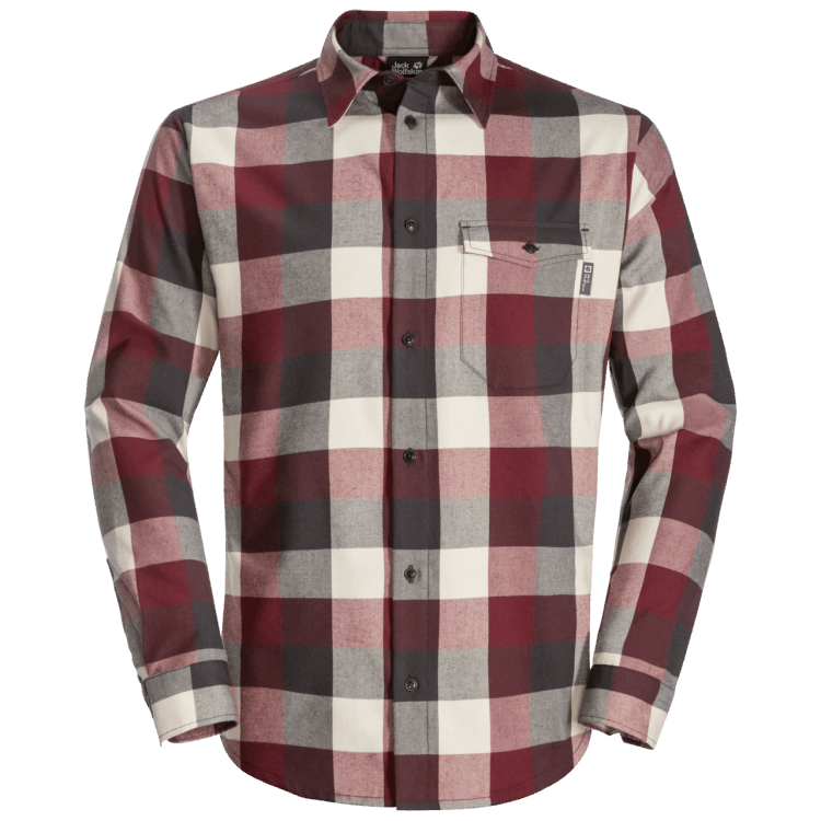 Men's Felsenweg Shirt Brand Jack Wolfskin Origin Cordovan Red Checks