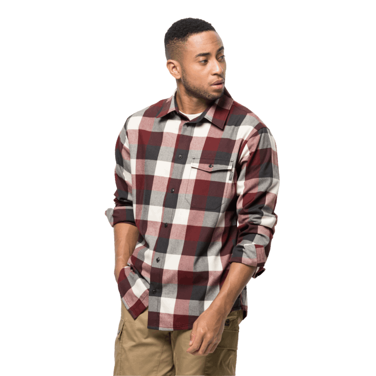 Men's Felsenweg Shirt Brand Jack Wolfskin Origin Cordovan Red Checks