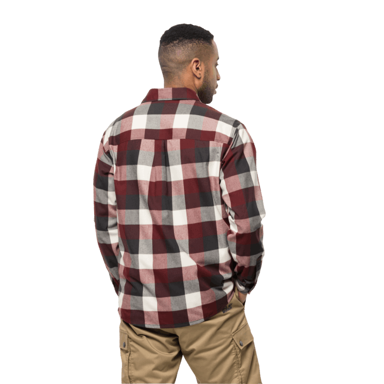 Men's Felsenweg Shirt Brand Jack Wolfskin Origin Cordovan Red Checks