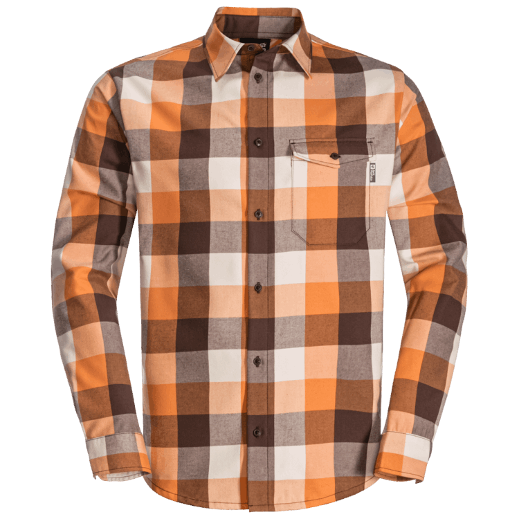 Men's Felsenweg Shirt Orange Fall Checks Brand Jack Wolfskin Origins