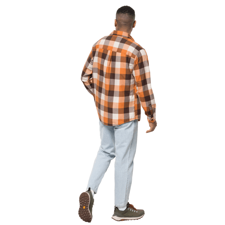 Men's Felsenweg Shirt Orange Fall Checks Brand Jack Wolfskin Origins