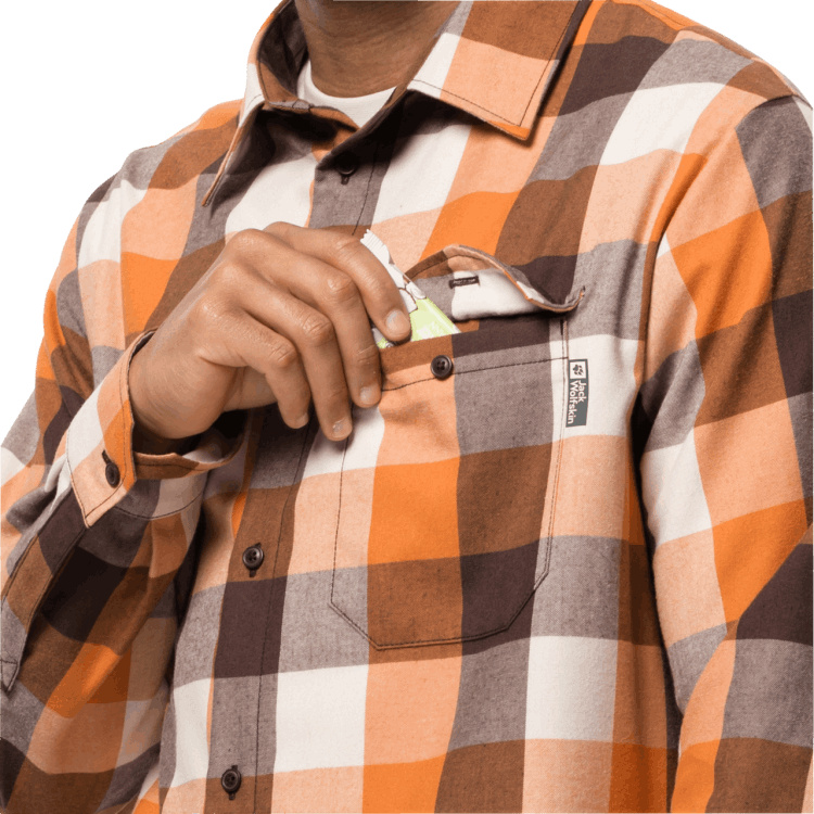 Men's Felsenweg Shirt Orange Fall Checks Brand Jack Wolfskin Origins
