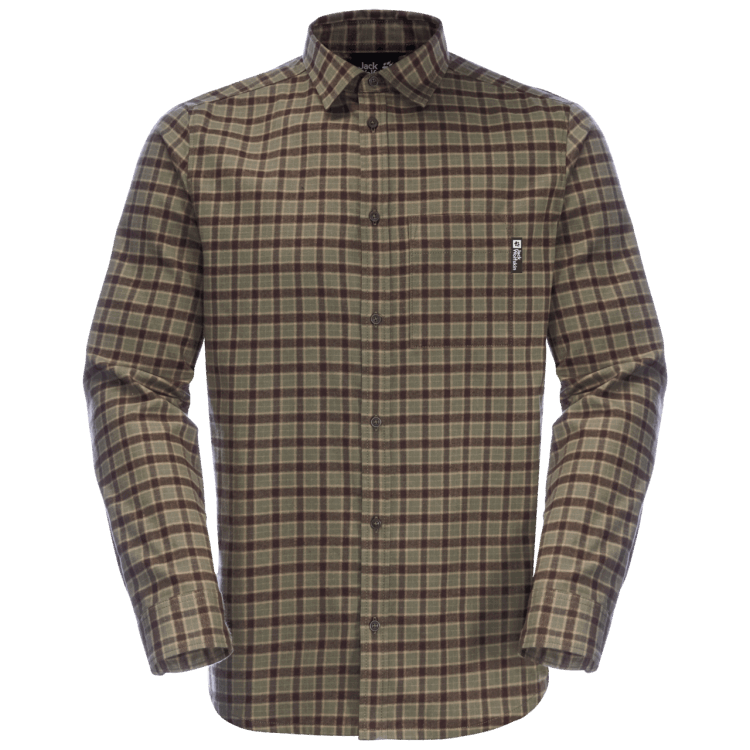 Men's Bergweg Shirt Dusty Olive Checks Brand Brand Jack Wolfskin
