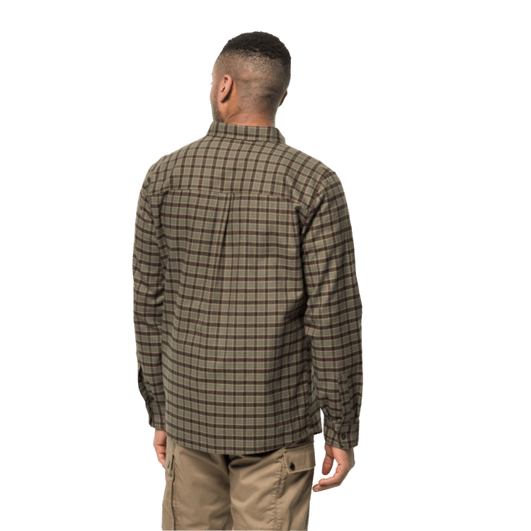 Men's Bergweg Shirt Dusty Olive Checks Brand Brand Jack Wolfskin