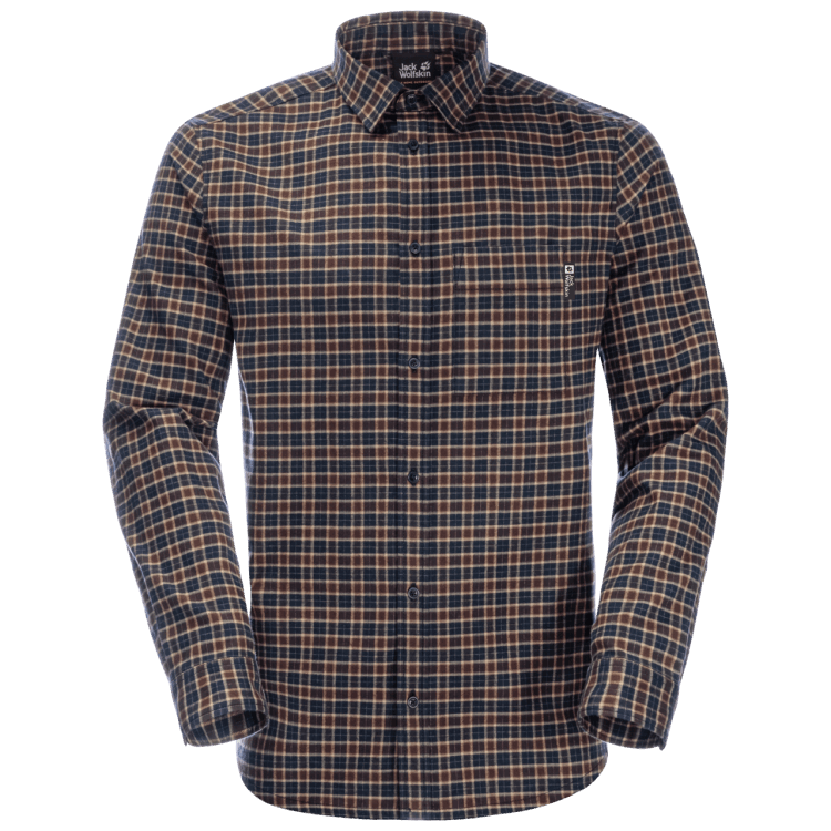 Men's Bergweg Shirt Brands Brand Jack Wolfskin Dark Oak Checks