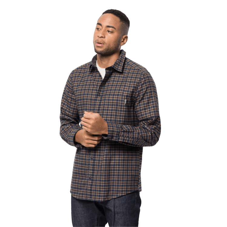 Men's Bergweg Shirt Brands Brand Jack Wolfskin Dark Oak Checks