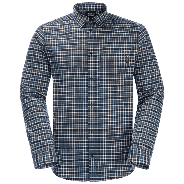 Men's Bergweg Shirt Original Night Blue Checks Brand Jack Wolfskin