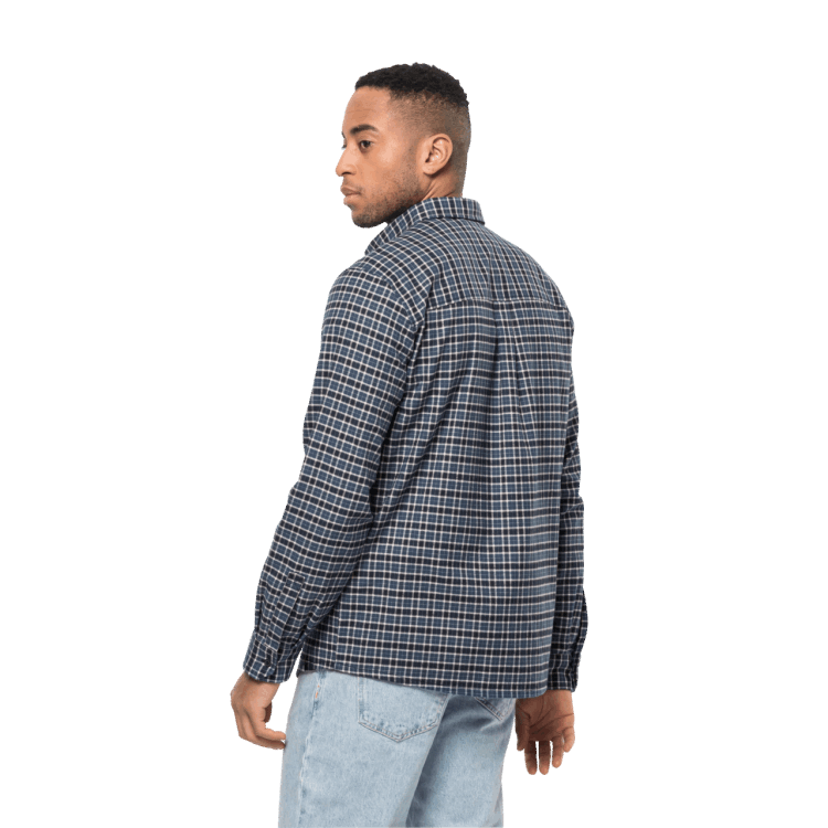 Men's Bergweg Shirt Original Night Blue Checks Brand Jack Wolfskin