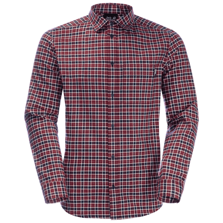 Brand Jack Wolfskin Cordovan Red Checks Hot Men's Bergweg Shirt