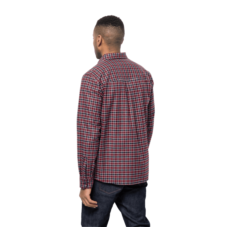 Brand Jack Wolfskin Cordovan Red Checks Hot Men's Bergweg Shirt