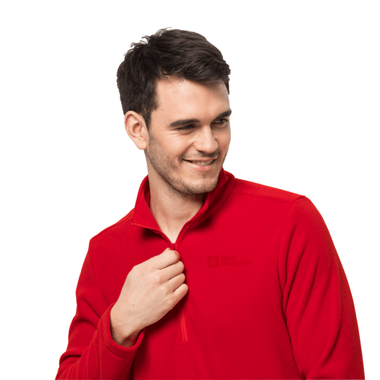 Fashion Brand Jack Wolfskin Adrenaline Red Men's Taunus Half-Zip
