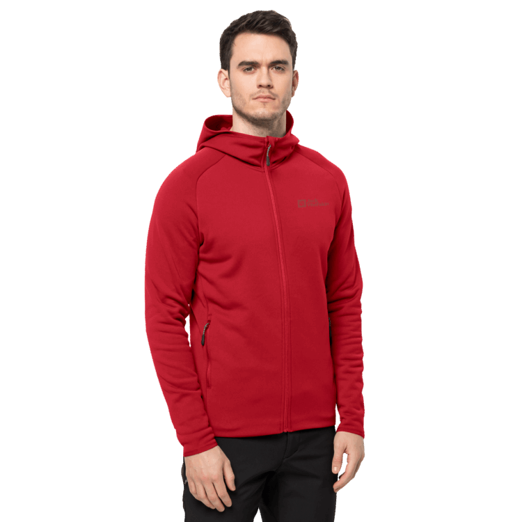 Adrenaline Red Men's Baiselberg Hooded Full-Zip Brand Jack Wolfskin Best