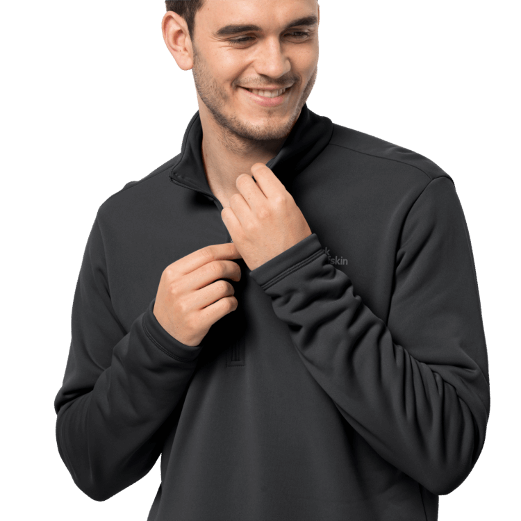 Black Men's Baiselberg Half-Zip New Brand Jack Wolfskin