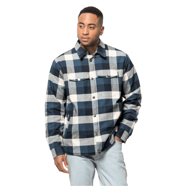 Origins Thunder Blue Checks Brand Jack Wolfskin Men's Felsenweg Insulated Shirt