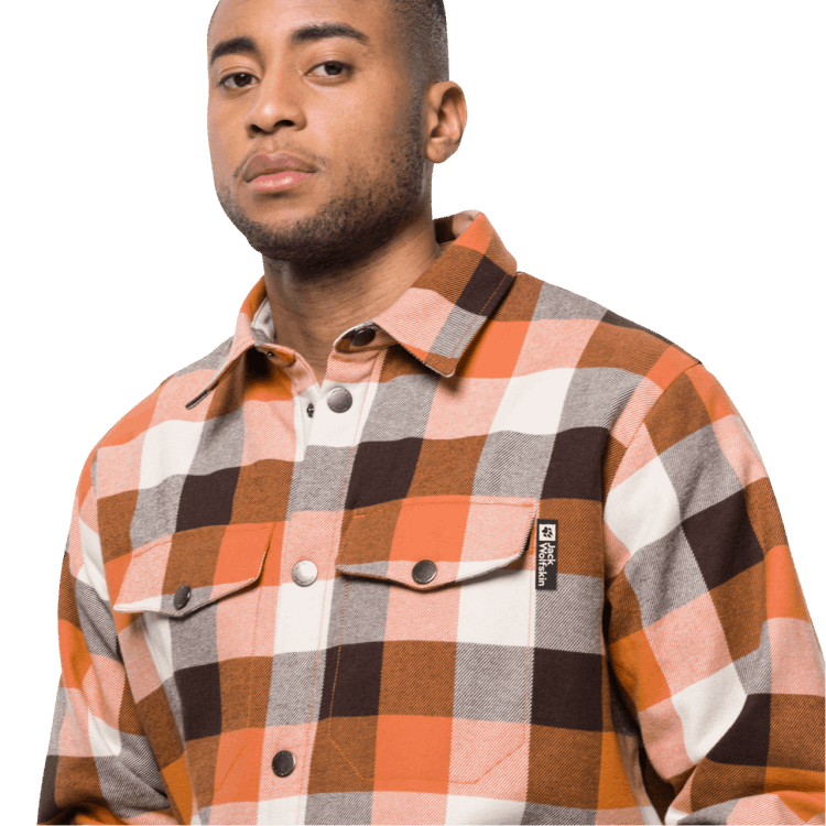 Brand Orange Fall Checks Men's Felsenweg Insulated Shirt Brand Jack Wolfskin