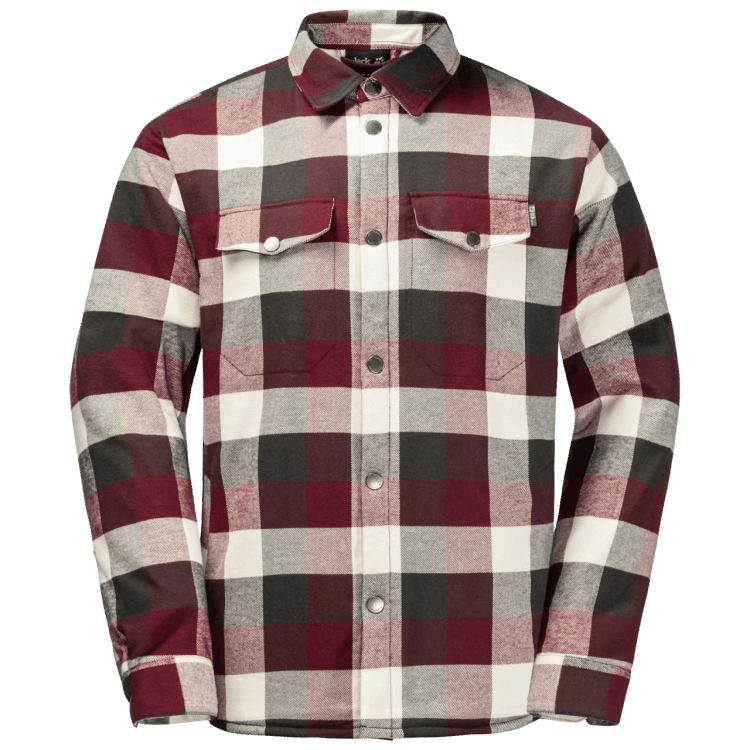 Men's Felsenweg Insulated Shirt Brand Jack Wolfskin Cordovan Red Checks Brands