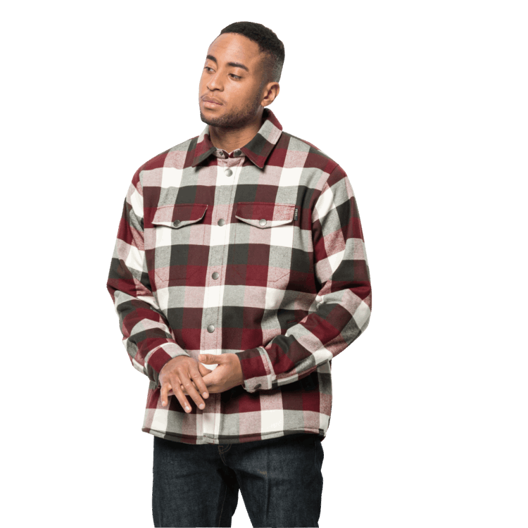 Men's Felsenweg Insulated Shirt Brand Jack Wolfskin Cordovan Red Checks Brands