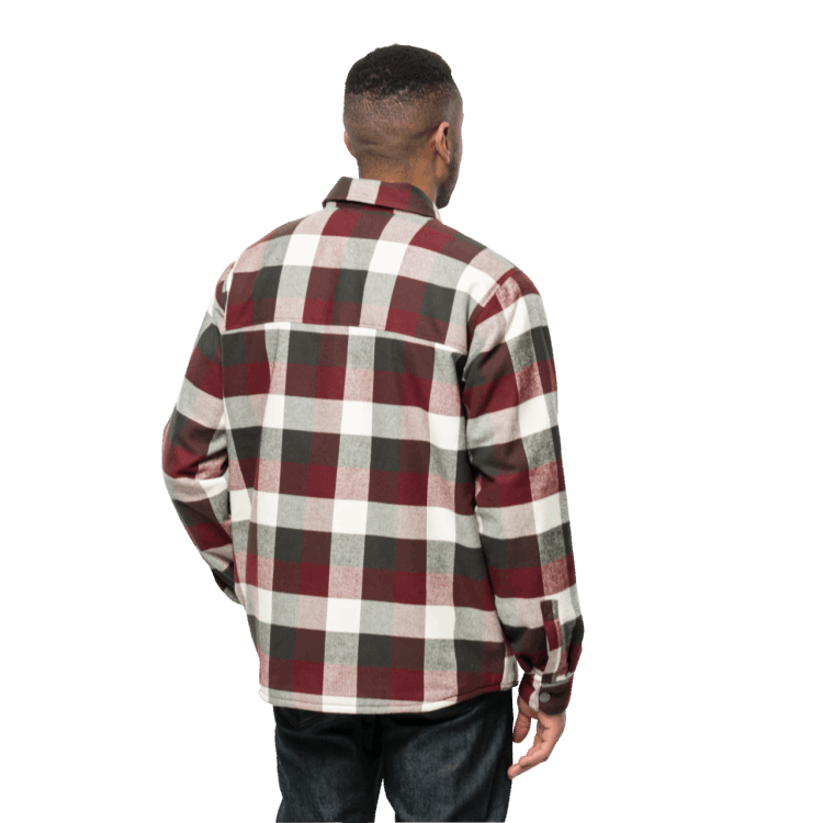 Men's Felsenweg Insulated Shirt Brand Jack Wolfskin Cordovan Red Checks Brands