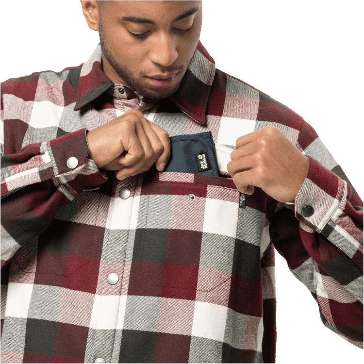 Men's Felsenweg Insulated Shirt Brand Jack Wolfskin Cordovan Red Checks Brands