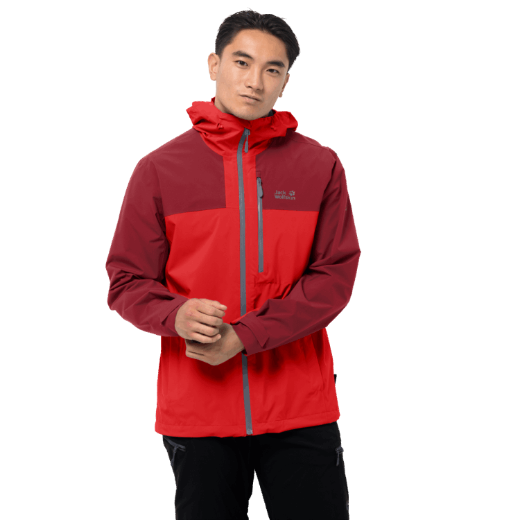 Fiery Red Brand Jack Wolfskin Men's Go Hike Jacket New